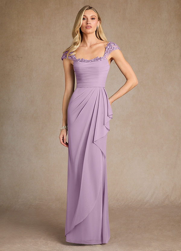 Azazie Belfast Mother of the Brides Dresses Wisteria Sheath Lace Mesh Dress image1