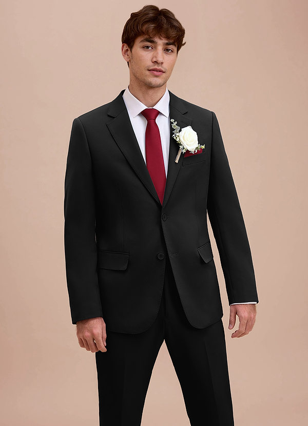 front Ethan Black Refined Weave Suit Jacket