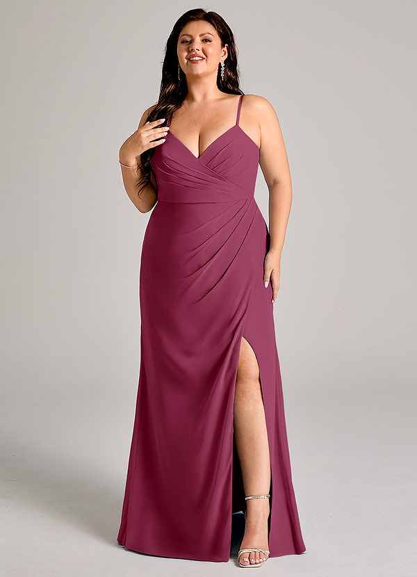 Azazie Maci Abiti da Damigella Abito Tubino in Chiffon Plissettato Gelso image1