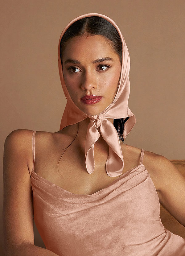 front Matching Color Stretch Satin Scarf