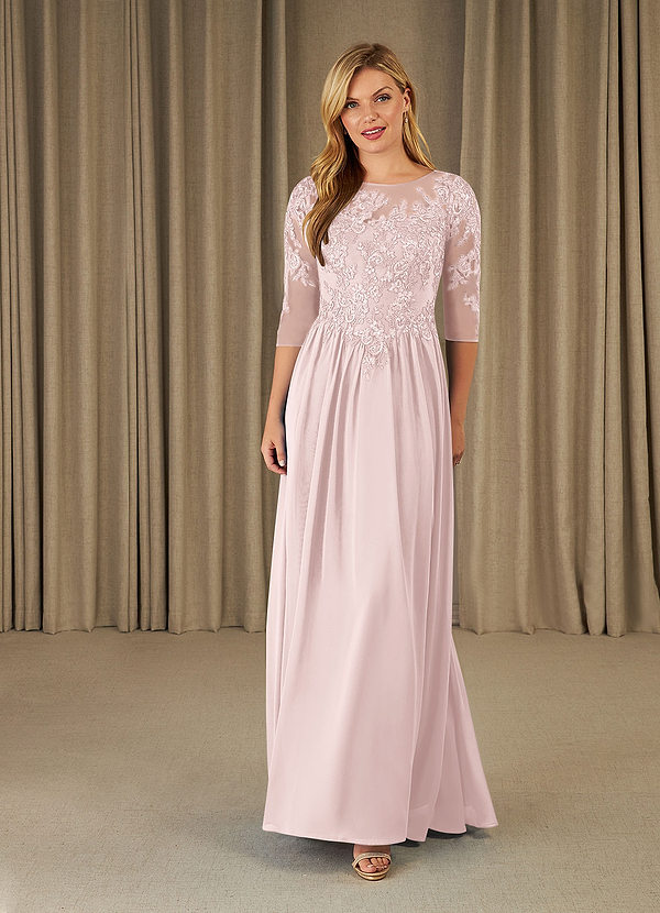 Azazie Mirielle Abiti Mamma della Sposa Abito A-Line in Chiffon in Pizzo con Scollo a U Rosa Rossore image1
