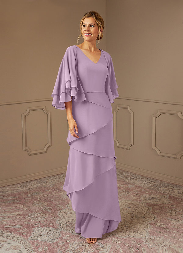 Azazie OHara Abiti da Mamma Sposa Abito A-Line in Chiffon con Scollo a V Glicine image1