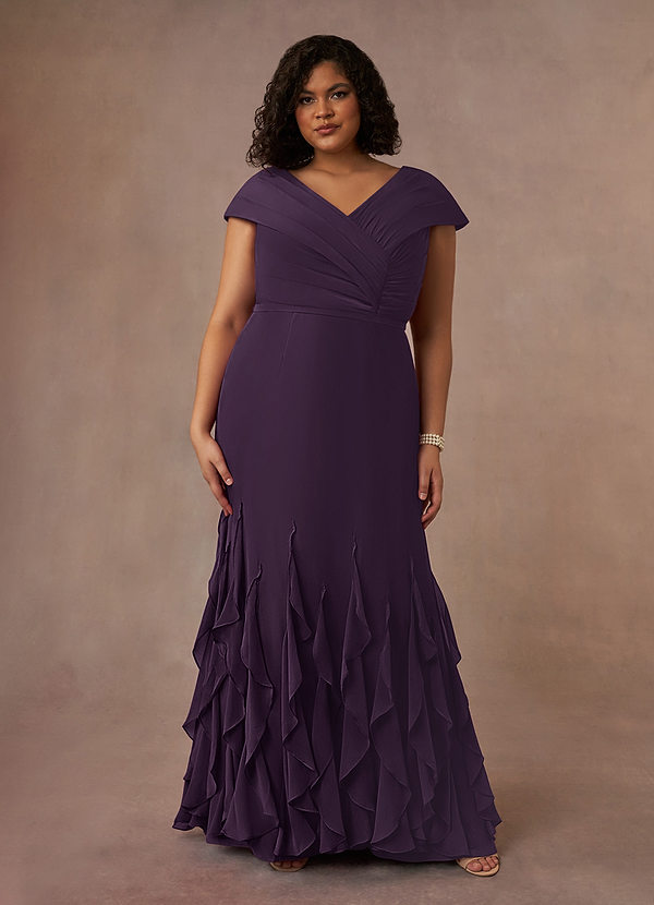 Azazie Bailora Mother of the Brides Dresses Plum Mermaid Ruched Chiffon Dress image1