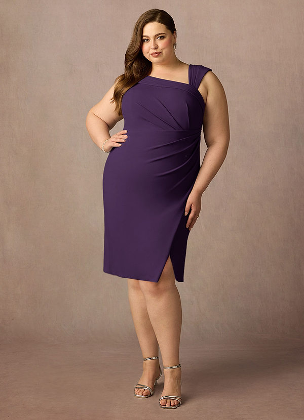 Azazie Cecily Mother of the Brides Dresses Plum Sheath Stretch Crepe Dress image1