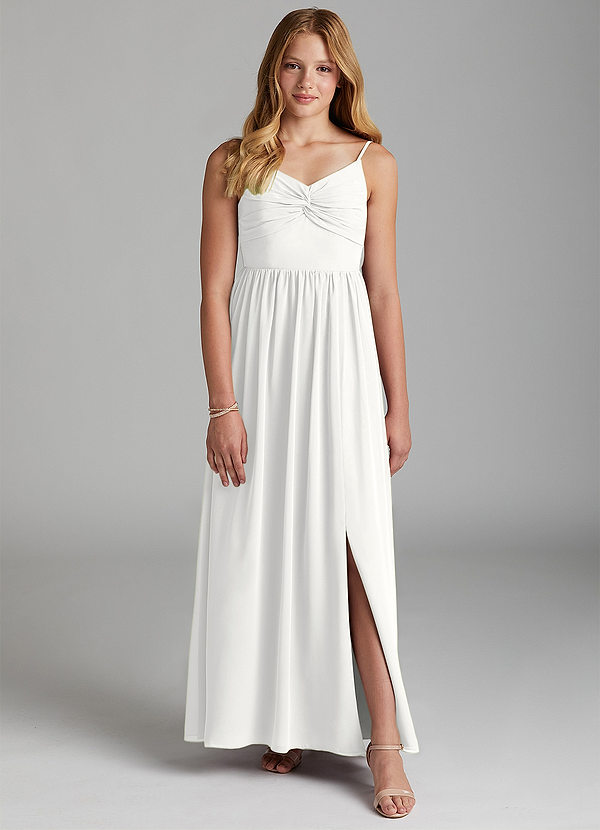 Azazie Zeya Junior White A-Line Chiffon Dress image1