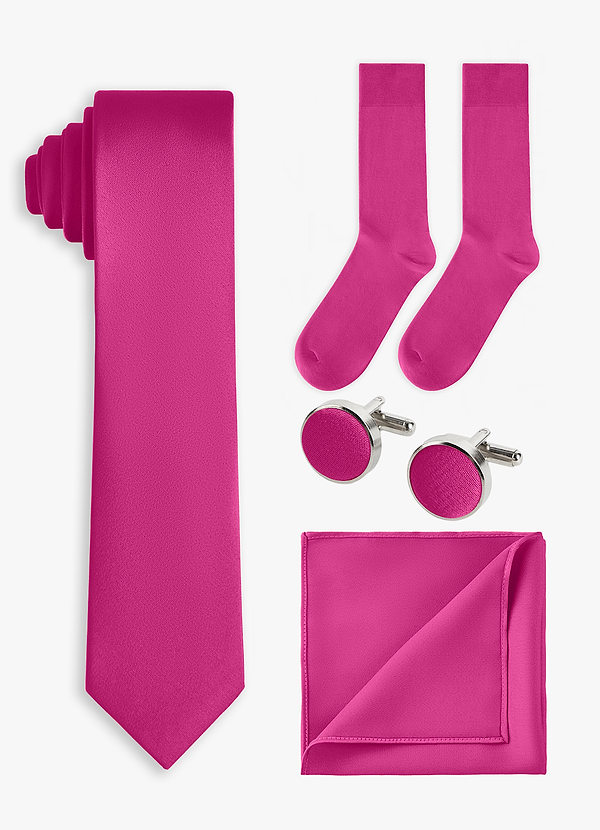 front Matching color 4-Piece Stretch Satin Skinny Tie Set