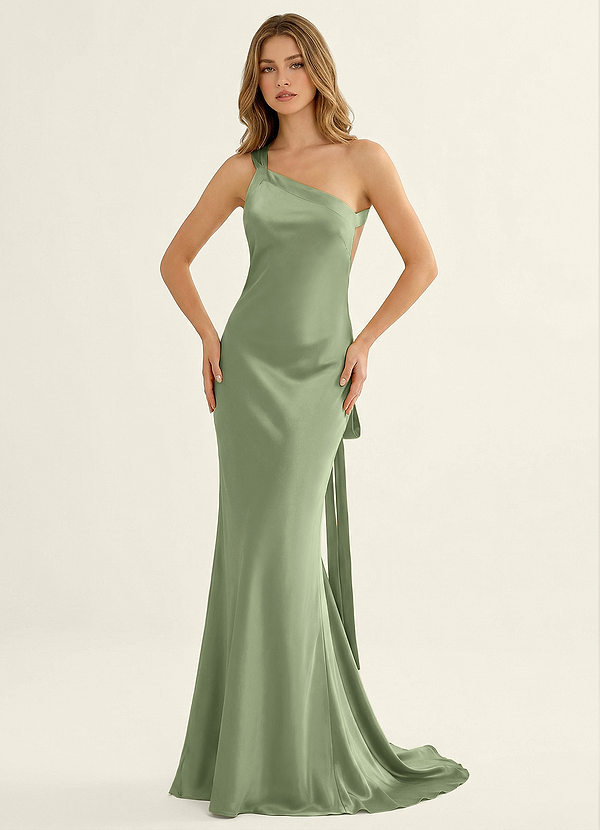 Persephone Light Green Satin Prom Dress image1