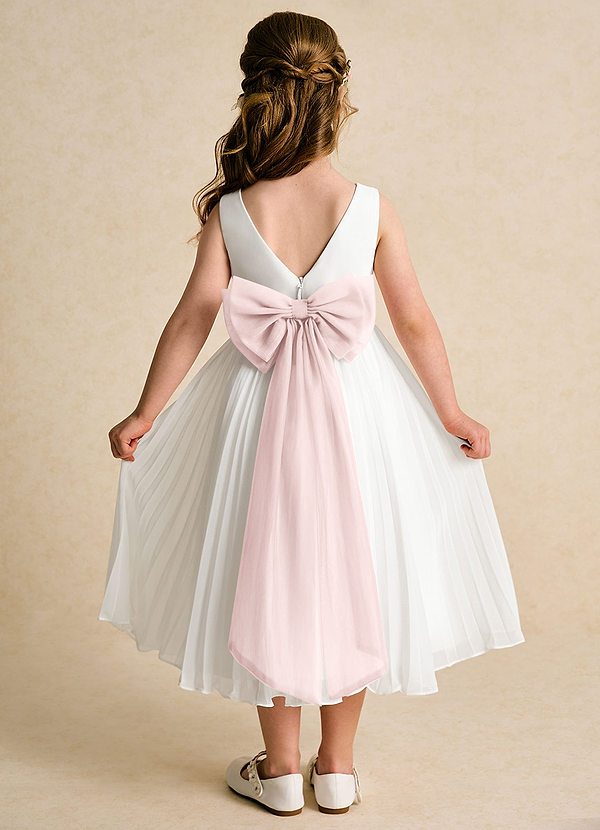 Azazie Margot Abiti da Damigella Bambina Abito A-Line in Chiffon Plissettato Avorio Rosa Rossore image1