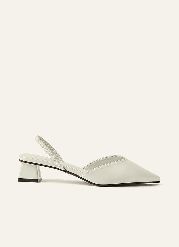 front Pointed Toe Slingback Low Heels Sculptural Block Heel Comfortable Dress Shoes