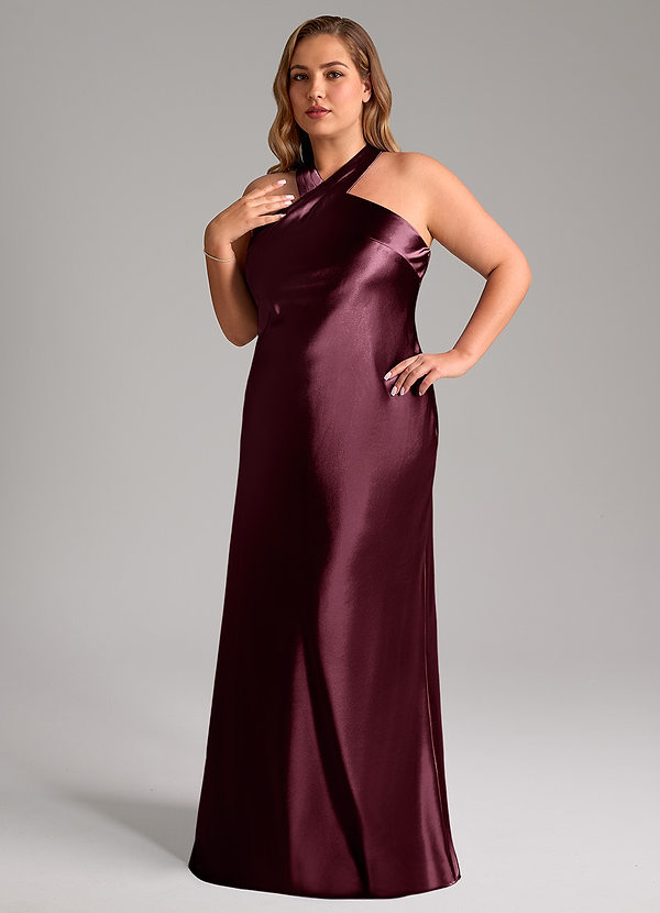 Azazie Doretta Robes Demoiselle d'honneur Robe Sirène en Satiné métallisé Arc Cabernet image1