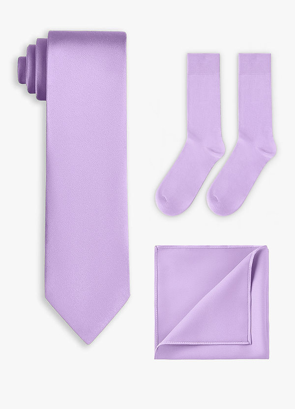 front Matching Stretch Satin Wide Tie & Pocket Square & Socks Set