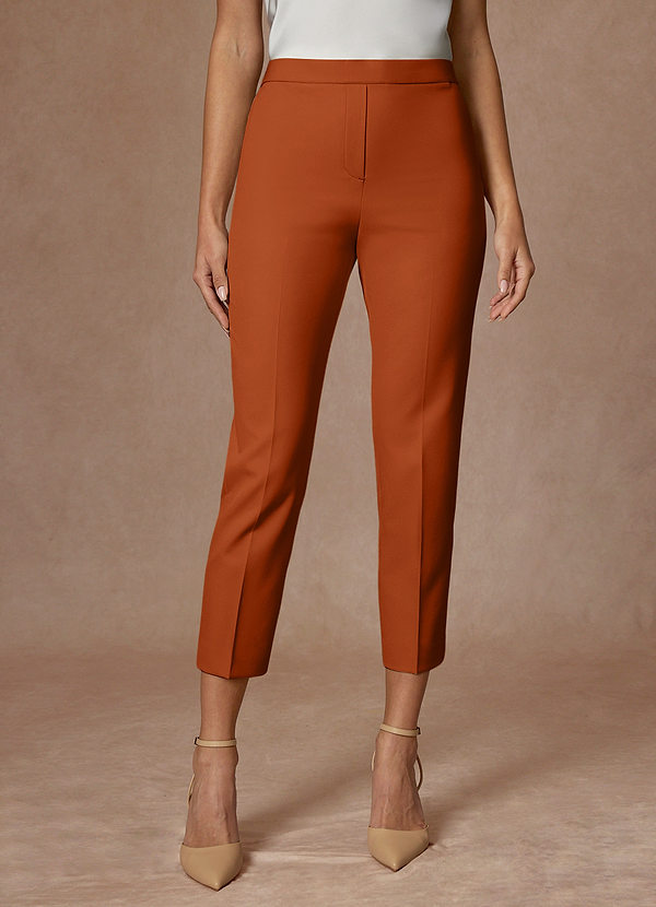front Kennedy Burnt Orange Structured Stretch Dress Pants