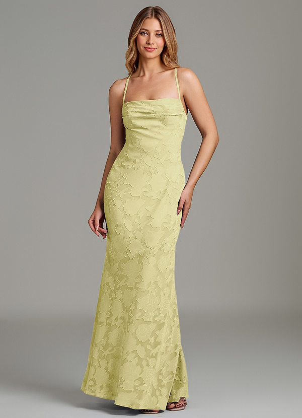 Azazie Ola Bridesmaid Dresses Lemon Sorbet Mermaid Corset Floral Burnout Dress image1