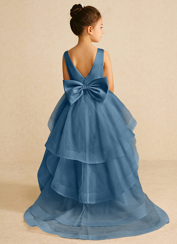 Azazie Pumpkin Blumenkinder Kleider A-Linie Cabrio Tüll Kleid Bermudablau image1