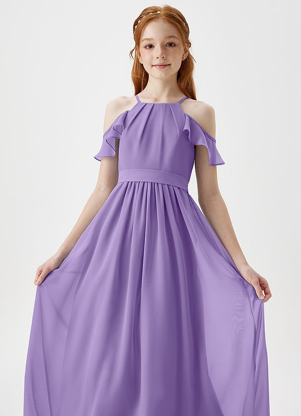 Azazie Chaya Junior Vestido de Tahití de Gasa de Corte En A con Vestidos sin tirantes image1