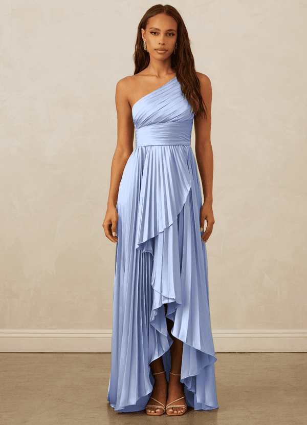 Christian Siriano Bridal for Azazie 1008 Robes Demoiselle d'honneur Robe Trapèze en Satin extensible Ue épaule Eis image1