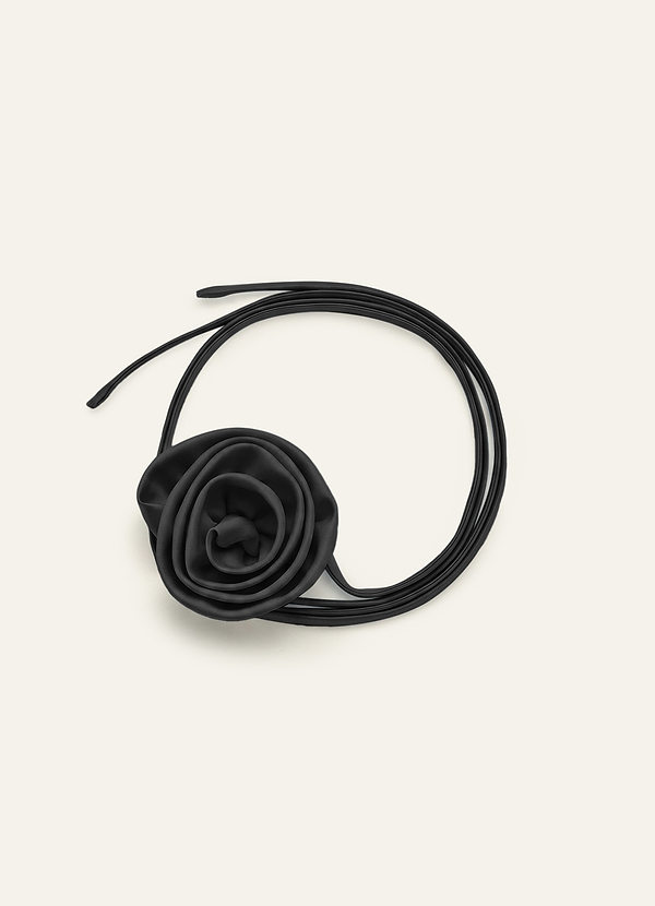 front Matching Color Stretch Satin Rose Hair Tie