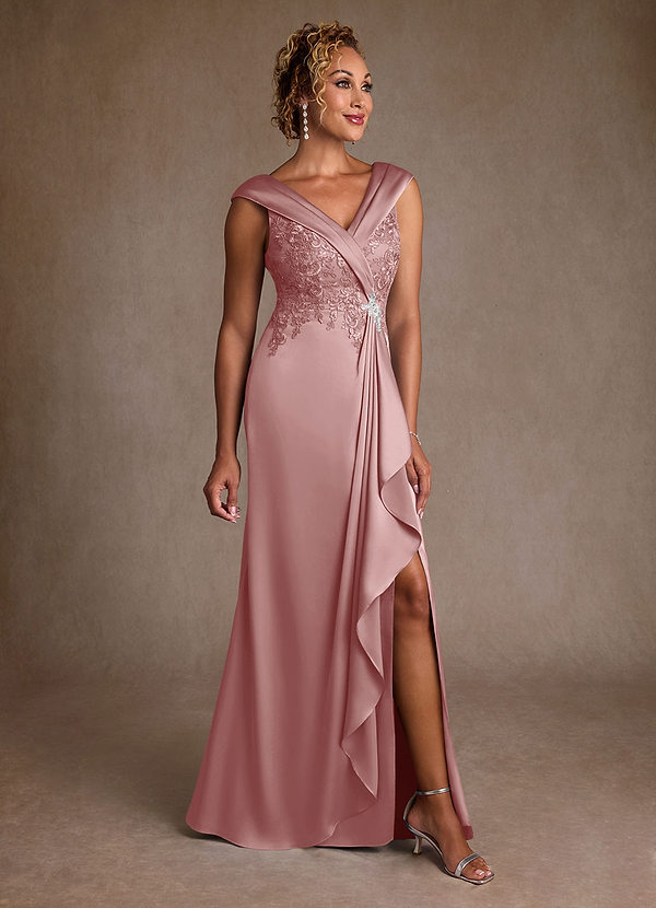 Azazie Santa Monica Dusty Rose A-Line Lace Dress | Azazie