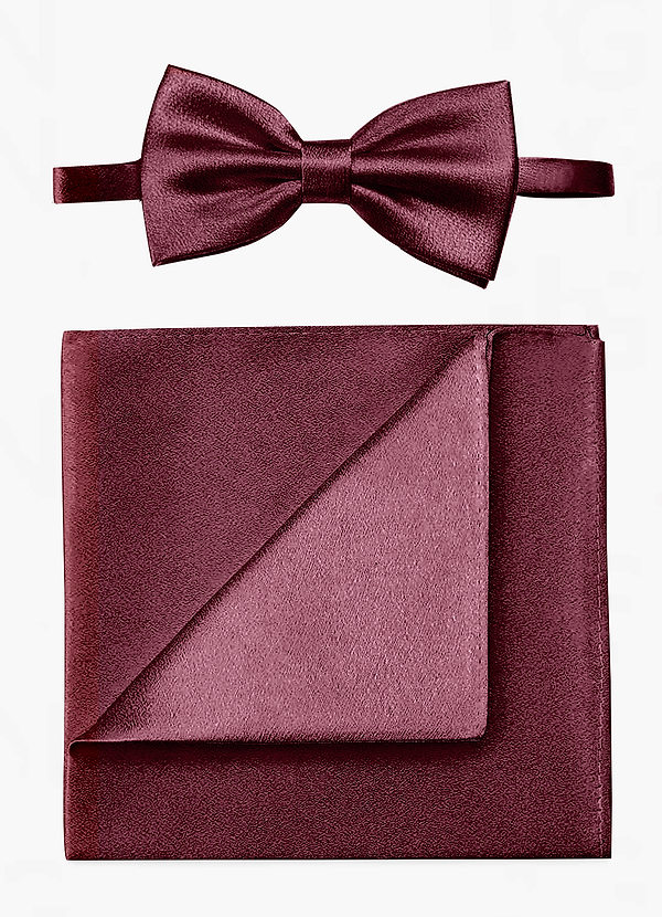 front Ensemble nœud papillon et pochette en satin métallisé