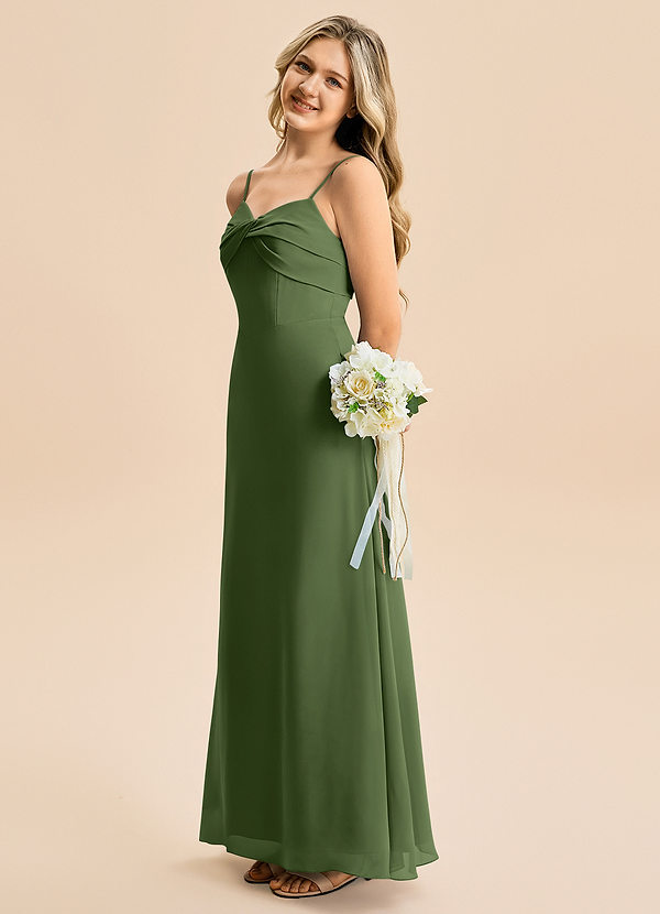 Azazie Jordyn Junior Linia A Dekolt w kształcie serca Szyfon Długość podłogi Młodsza druhna Sukienka image1