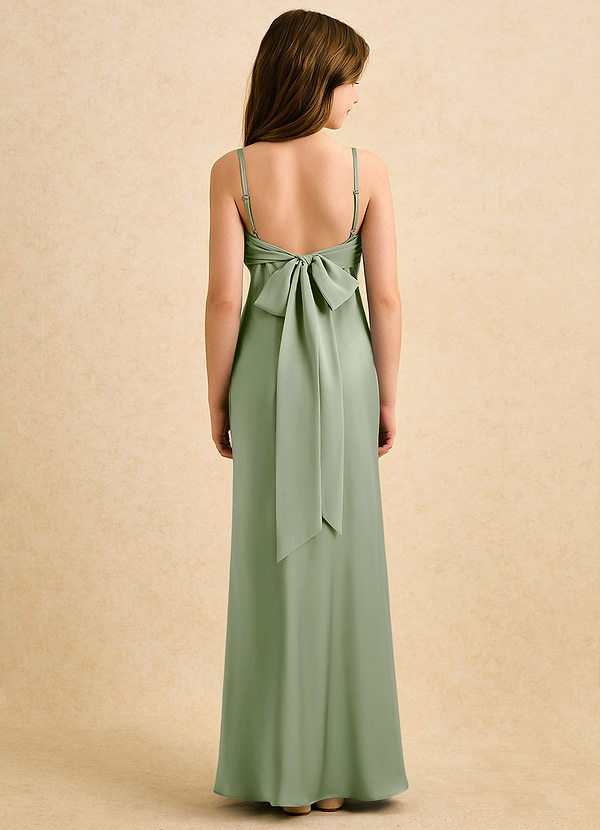 Azazie Ellie Girls Formal Vestidos de Niña de Flores Vestido de Salvia Polvorienta de Satén Elástico de Corte Sirena con Plisado image1