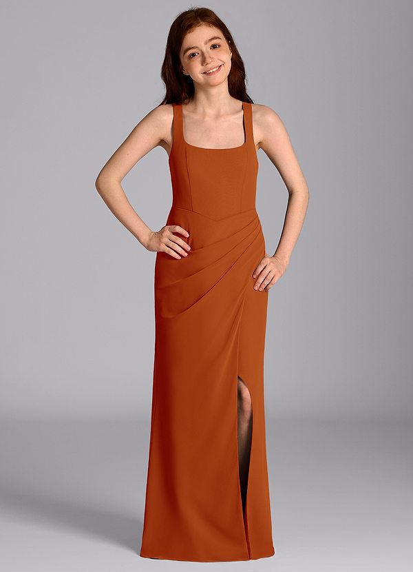 Azazie Mero Junior Meerjungfrau-Linie Plissee Chiffon Kleid Paprika image1