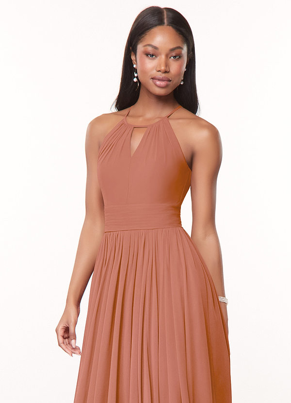 Azazie Cherish Bridesmaid Dresses MAI TAI A-Line Pleated Chiffon Dress image1