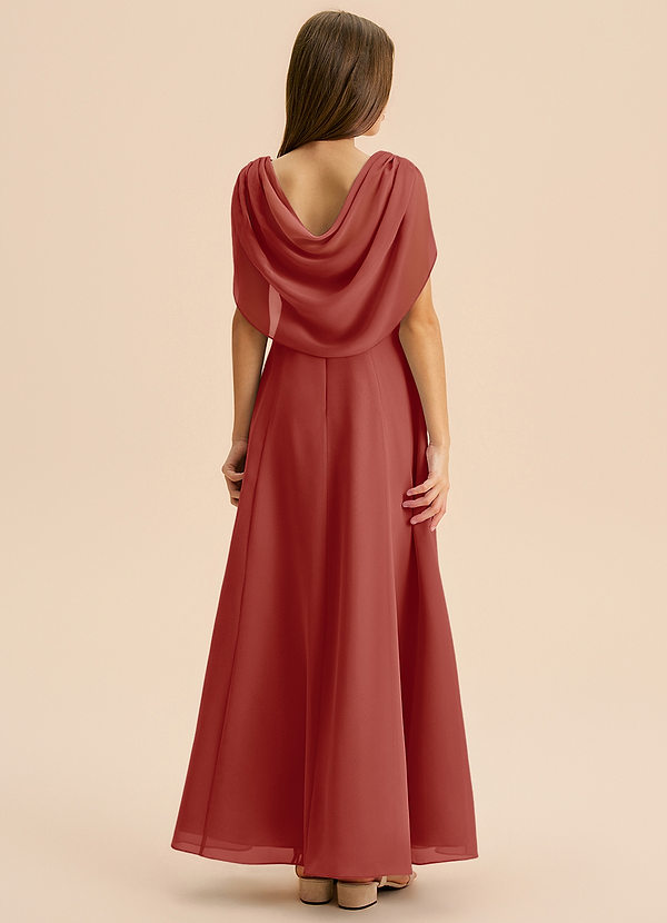 Azazie Lambie Junior Terracotta A-Line Pleated Chiffon Dress image1