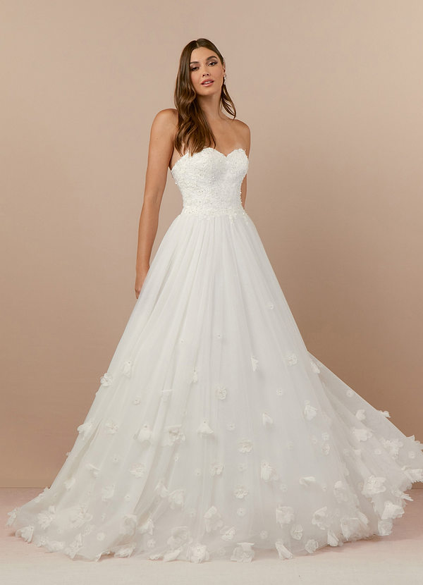 Azazie Iris Wedding Dresses Ball-Gown Sequins Tulle Chapel Train Dress image1