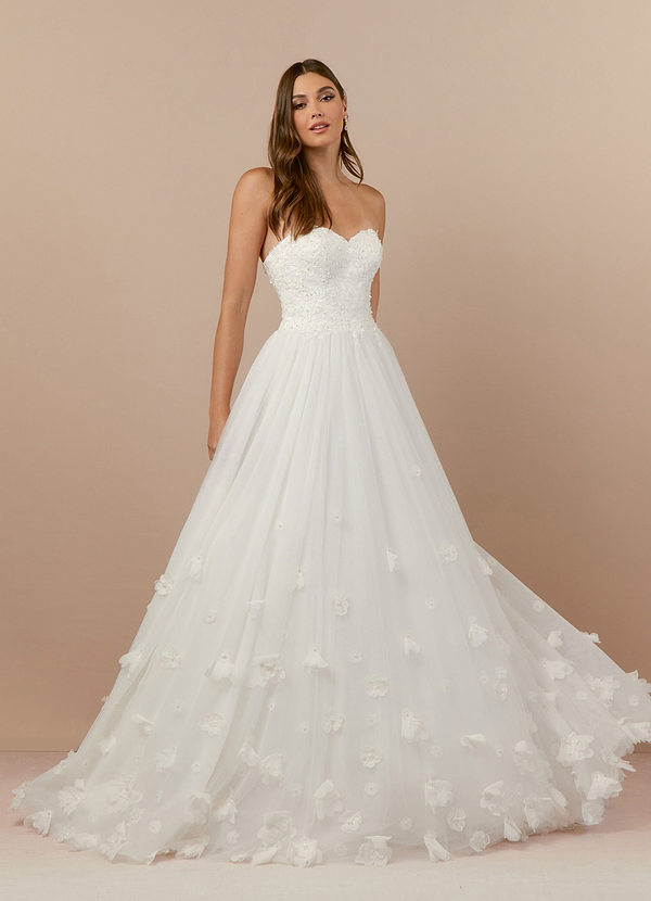 Azazie Iris Wedding Dresses Diamond White Ball-Gown Sequins Tulle Dress image1