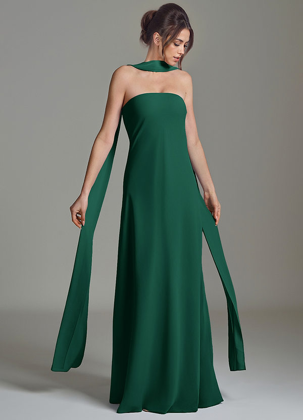 Azazie Ilana Bridesmaid Dresses Emerald A-Line Strapless Chiffon Dress image1