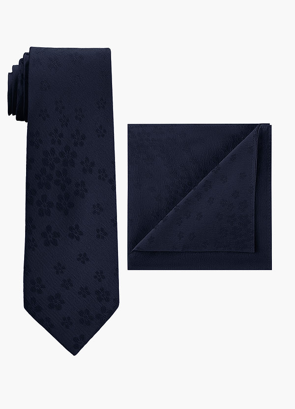 front Conjunto de corbata ancha y pañuelo de bolsillo en jacquard