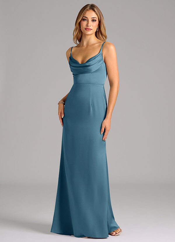 Azazie Aimee Brudtärneklänningar Klä av A-Linje i Stretch Satin Älskling Halsringning Bermuda image1