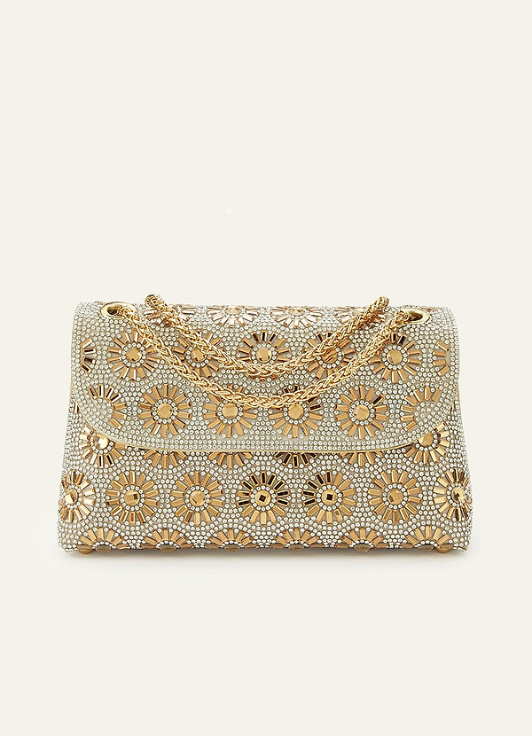 Borsa a tracolla con strass Sunburst front