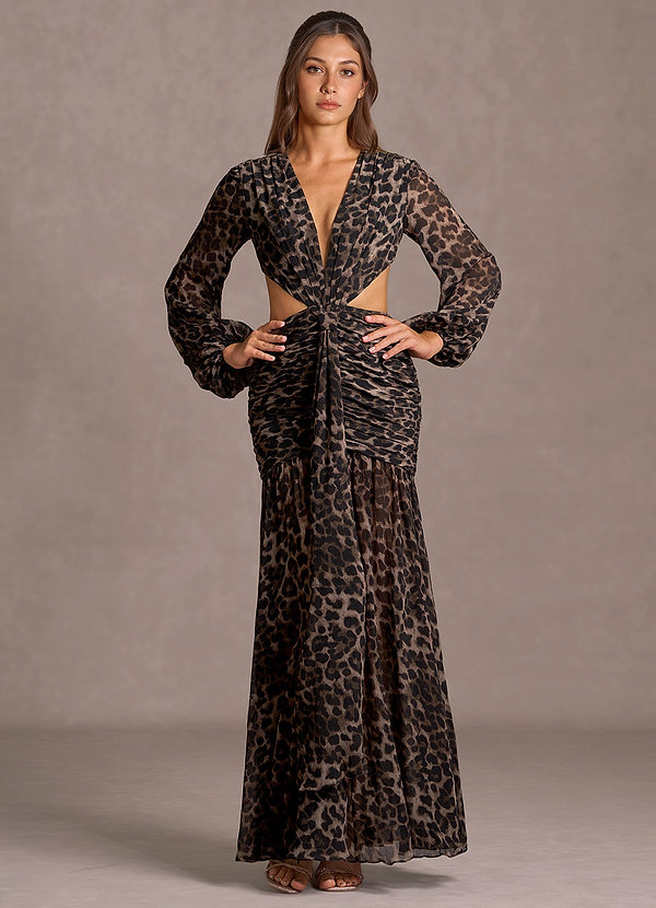Veyra Gray Leopard Maxi Dress image1