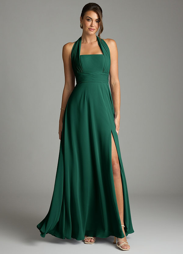 Azazie Tamira Suknie dla druhen Linia A Pofałdowany Szyfon Do ziemi Sukienka image1