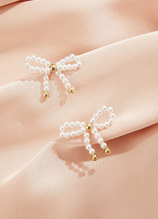 front Pearl Bow Earrings