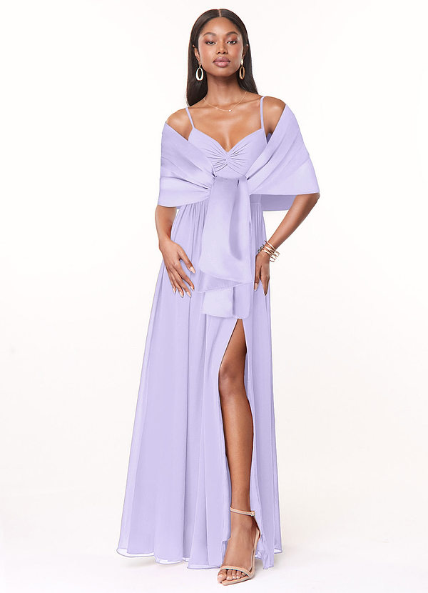 front Azazie Matching Color Aleena Matte Satin Shawl