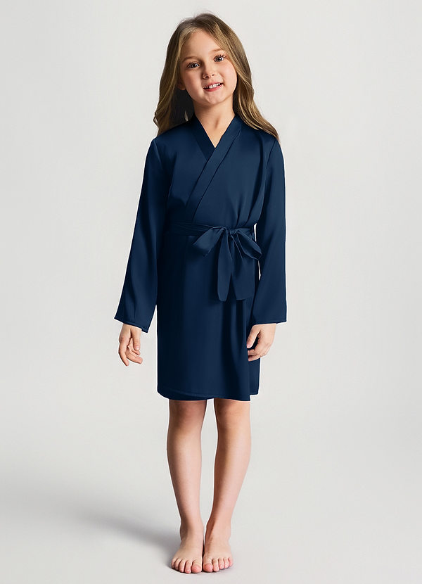 front Mørk Navy Piger Satin Morgenkåbe