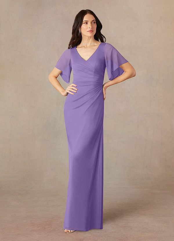 Azazie Selah Mother of the Brides Dresses Tahiti A-Line V-Neck ruched Mesh Dress image1