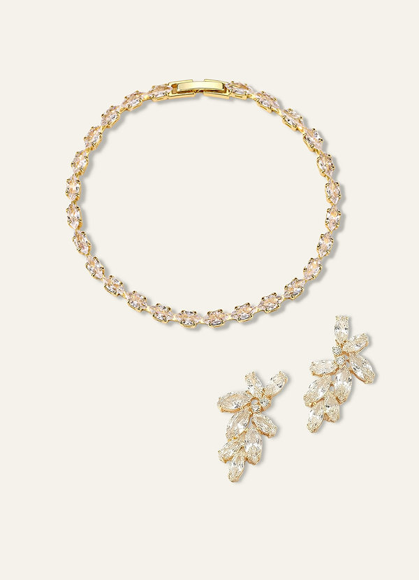 front Botanical Leaf & Tennis Zirconia Jewelry Set