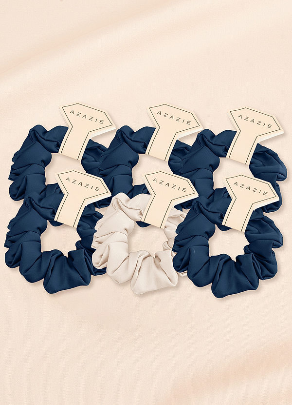 front Six-Piece Mixed Color Bridesmaid Stretch Satin Regular Size Scrunchie Set