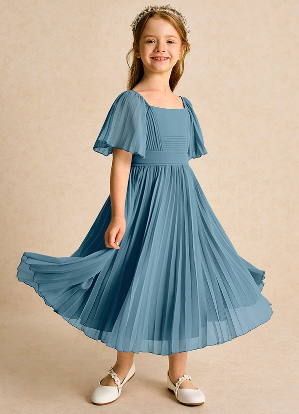 Azazie Gisele Abiti da Ragazza di Fiori Abito A-Line in Chiffon Plissettato Bermuda image1