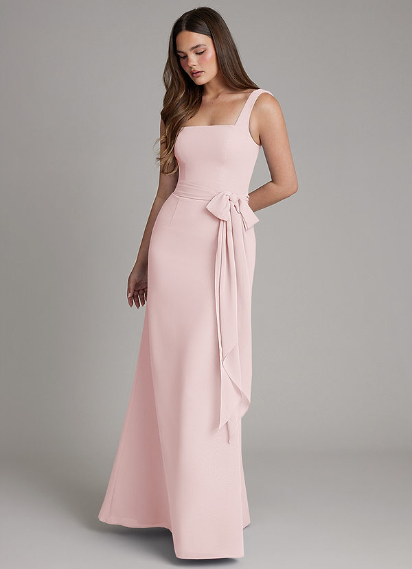 Azazie Katya Bridesmaid Dresses Blushing Pink Mermaid Square Neckline Chiffon Convertible Dress image1