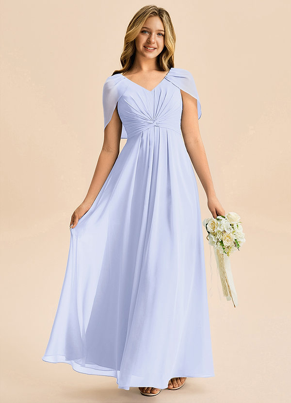 Azazie Emma Junior Linia A Pofałdowany Szyfon Długość podłogi Młodsza druhna Sukienka image1