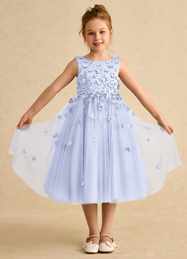 Azazie Lana Flower Girl Dresses Lavender A-Line Sleeveless Matte Satin Dress image1