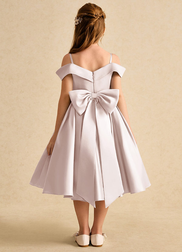 Azazie Favia Blumenkinder Kleider A-Linie Schulterfrei Matte Satin Kleid Blassrosa image1