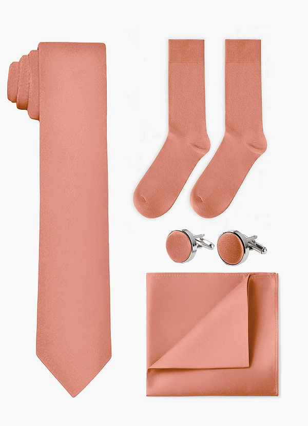 front Conjunto de corbata ancha, pañuelo de bolsillo, gemelos y calcetines a juego