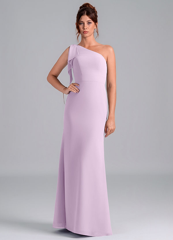 Azazie Rinna Bridesmaid Dresses Frosted Lilac Mermaid One Shoulder Chiffon Dress image1