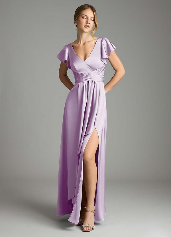 grayish purple bridesmaid dresses Grey Purple Chiffon Floral Long Bridesmaid Dress